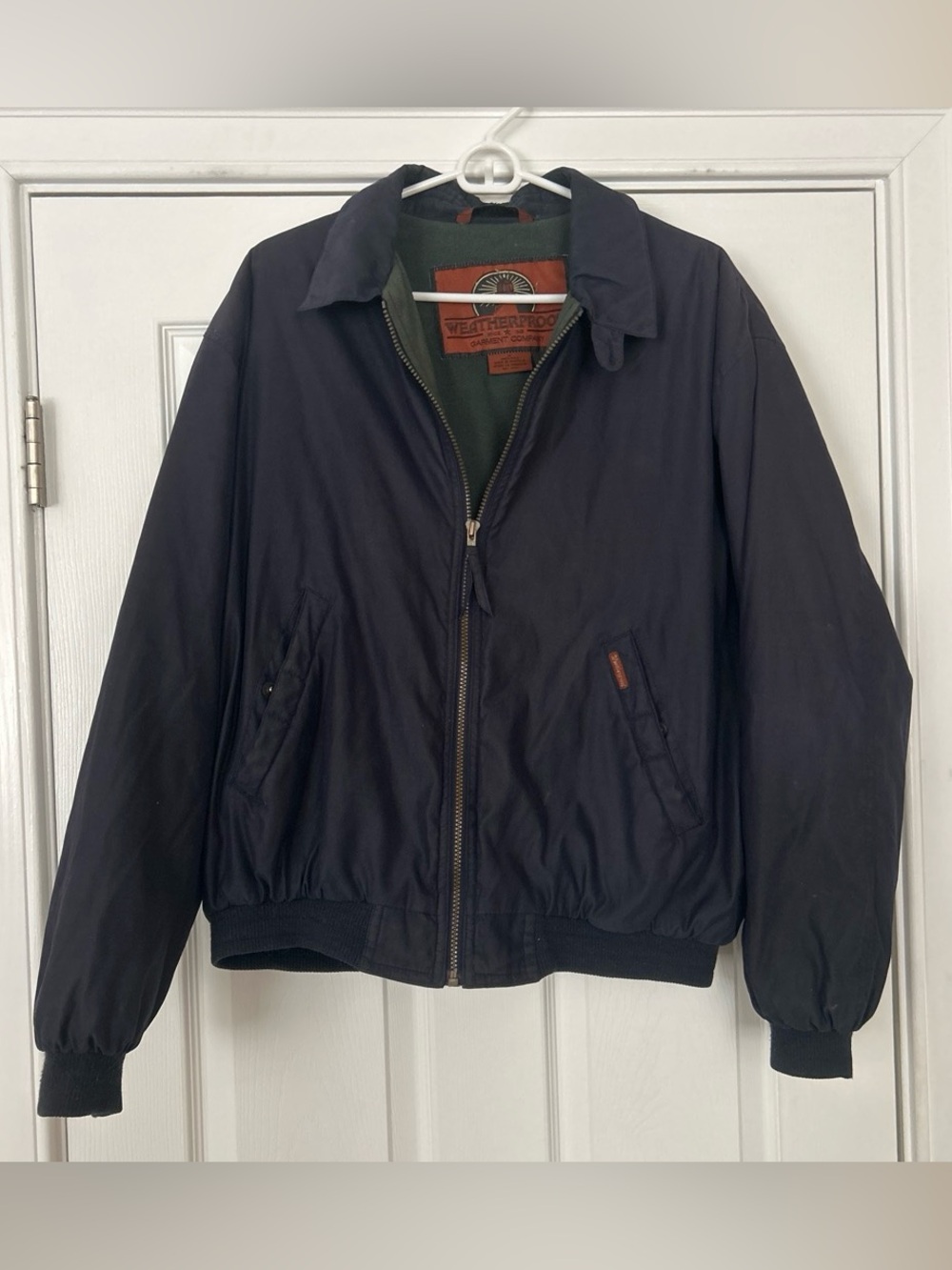 Weatherproof Navy Bomber Jacket with Green Liner